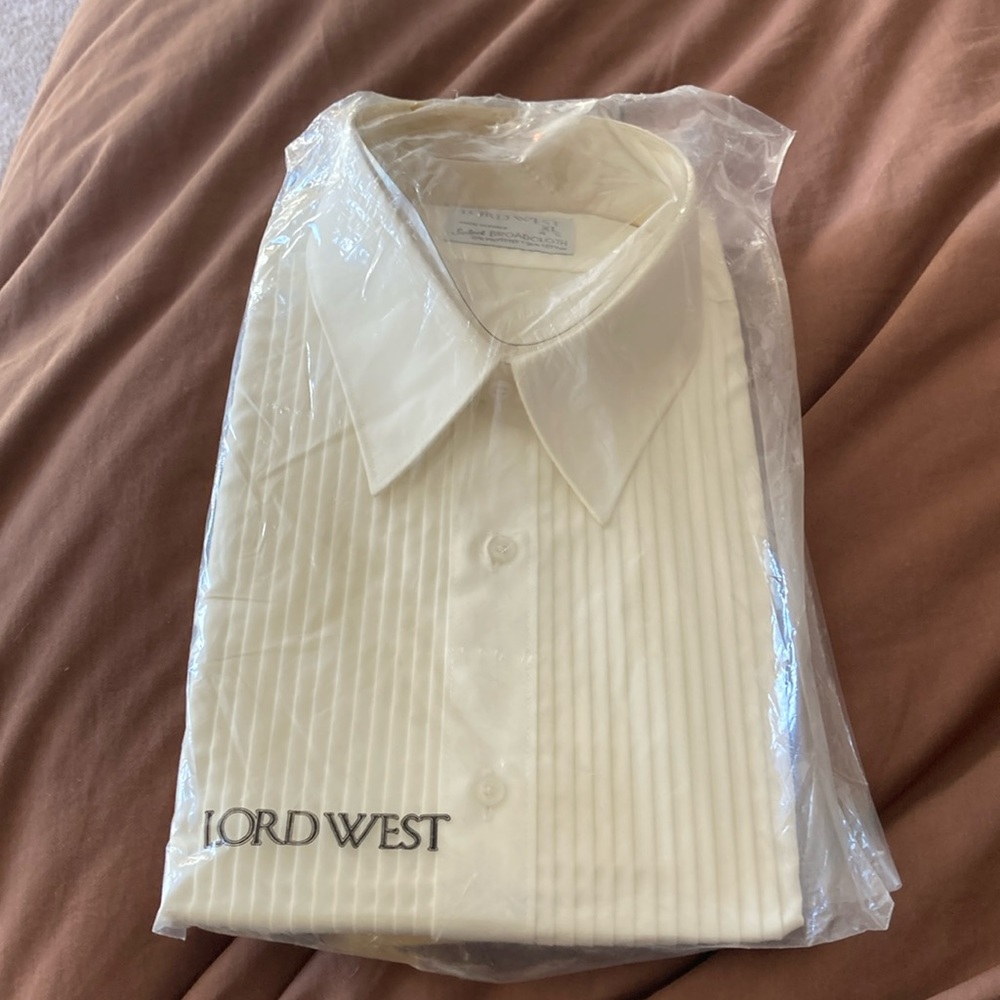 NWT Vintage pleated ivory shirt xl lord west